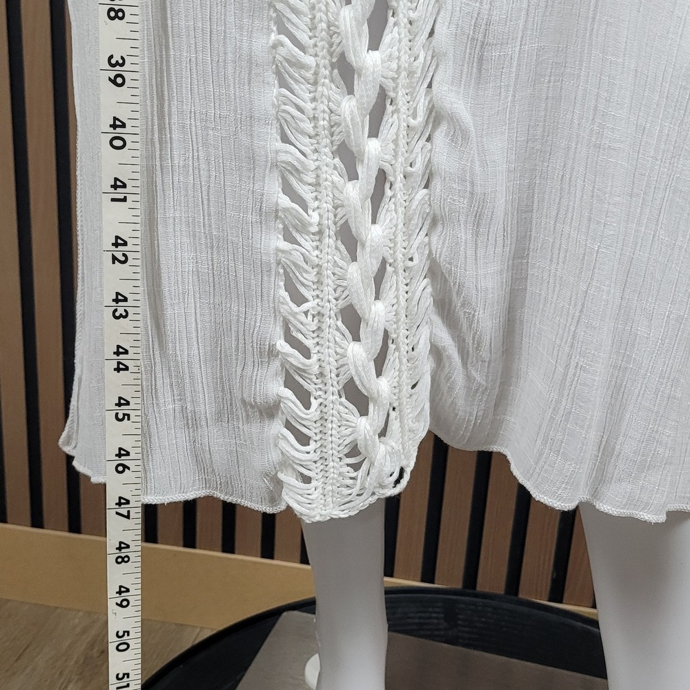 White Swim Cover Up Dress Crochet Lace V-Neck White Midi 0XL - Picture 4 of 9